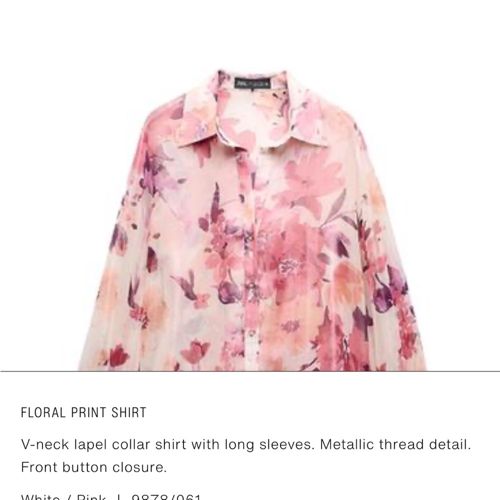 NWOT Zara Long Sleeve Blouse S